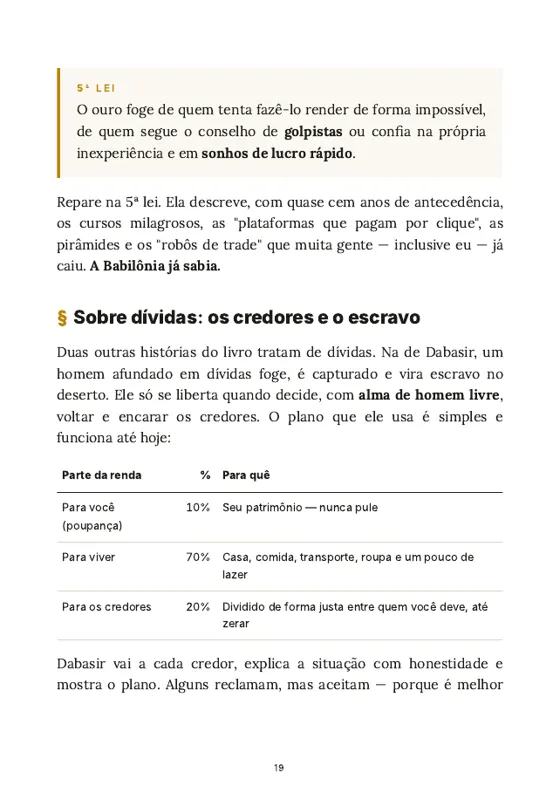 Página As cinco leis do ouro