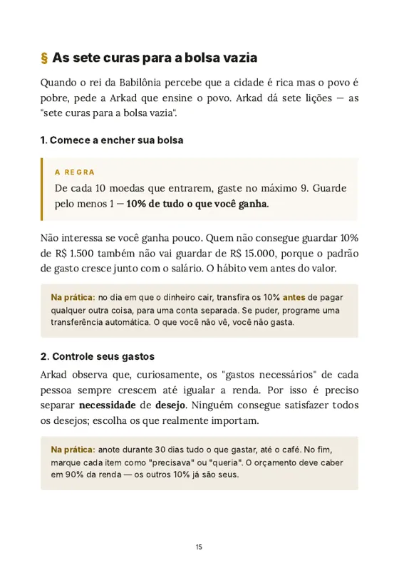 Página As sete curas para a bolsa vazia